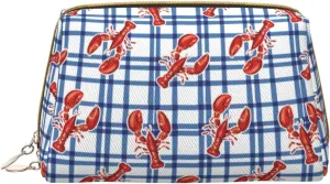 Makeup Bag, Cosmetic Bags Travel Toiletry Bag for Women, Crayfish Plaid Leather Large Capacity Makeup Bag Organizer, Water-Resistant Makeup Pouch Toiletry Bag for Women