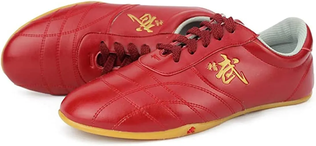 Martial Arts Shoes for Men, Leather Tai-Chi Kung-Fu Trainers Non-Slip Breathable Outdoor Daily Training Exercises Shoes