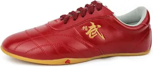 Martial Arts Shoes for Men, Leather Tai-Chi Kung-Fu Trainers Non-Slip Breathable Outdoor Daily Training Exercises Shoes