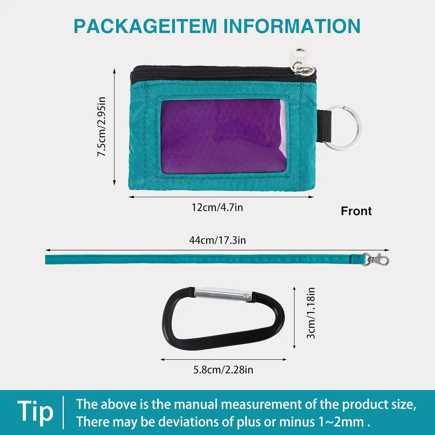 MASAPHlL Small Lanyard Wallet for Women/Men with RFID Blocking ID Case Wallet, Minimalist Nylon Zipper Pouch, Traval Neck Wallet with Keychain, ID Window for Card,Coin,Cash (Violet Turquoise)