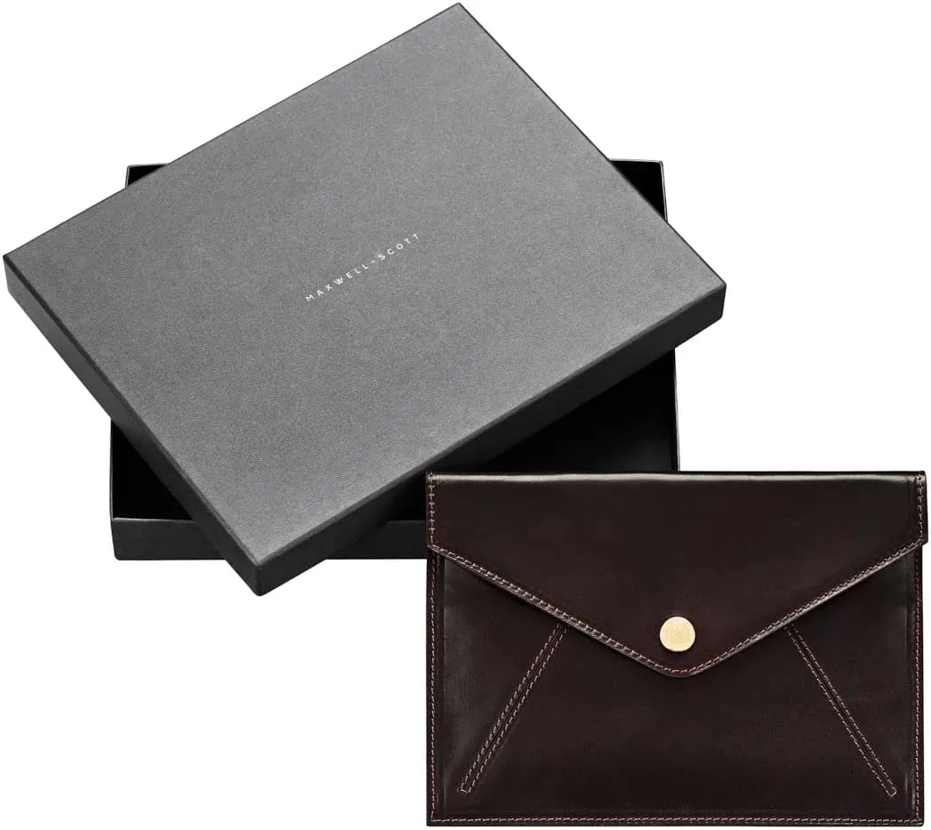 Maxwell Scott - Women's Luxury Leather Document Travel Clutch Wallet with Multiple Credit Card Slots - The Ortona Dark Brown