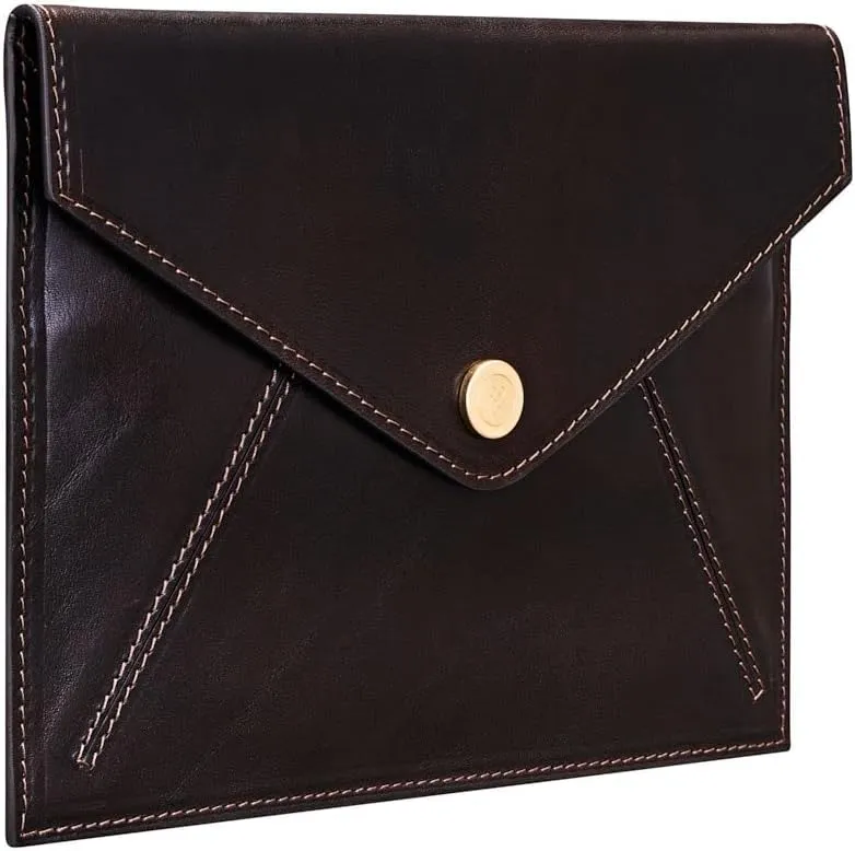 Maxwell Scott - Women's Luxury Leather Document Travel Clutch Wallet with Multiple Credit Card Slots - The Ortona Dark Brown
