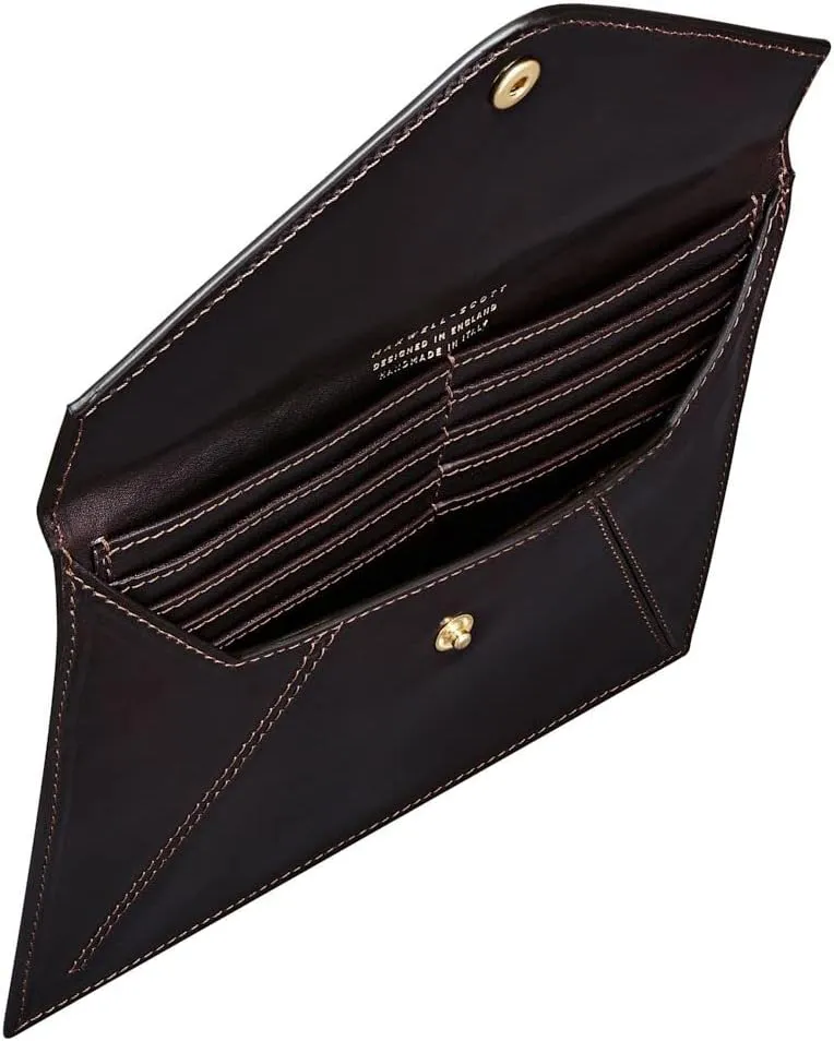 Maxwell Scott - Women's Luxury Leather Document Travel Clutch Wallet with Multiple Credit Card Slots - The Ortona Dark Brown