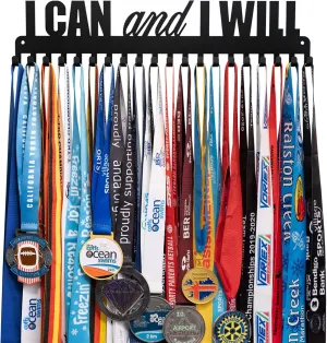 Medal Hanger Display - Personalized Medal Wall Hanger for Sport Race Runner Sturdy Black Steel Metal Over 60 Medals Easy to Install