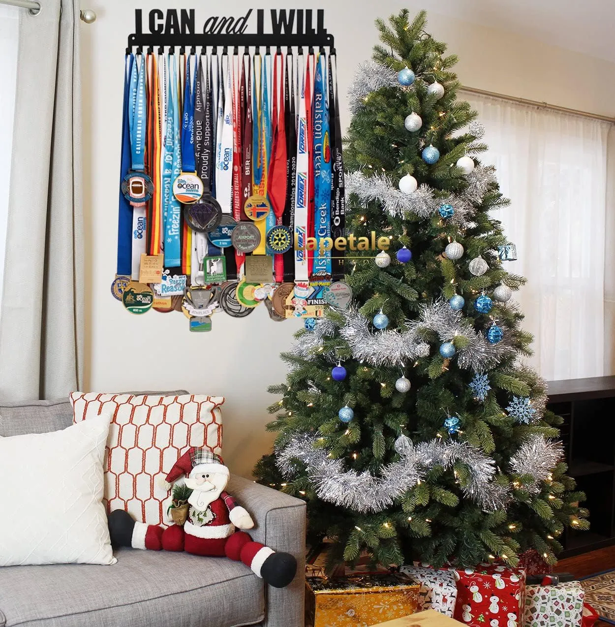 Medal Hanger Display - Personalized Medal Wall Hanger for Sport Race Runner Sturdy Black Steel Metal Over 60 Medals Easy to Install
