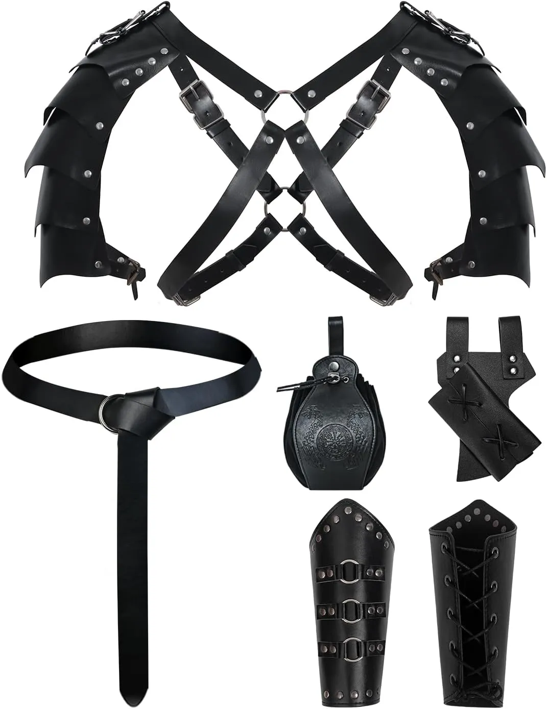 Medieval Knight Mens Leather Belt Shoulder Renaissance Viking Armor Faux Leather Arm Retro Accessories