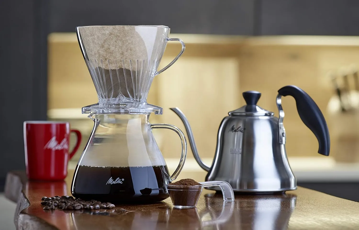 Melitta Glass, 6761025, Jug for Manual Coffee Preparation, Used with Pour Over Filter Holder, Anti-Burn Handle, 1 L, Transparent, Borosilicate, 1 Liter
