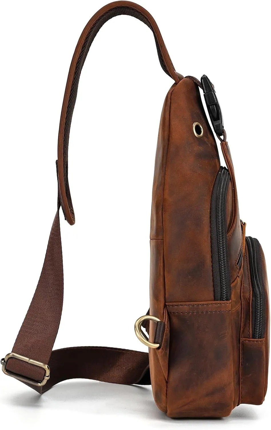 Men Leather Chest Bag Sling Bag Shoulder Bag Leather Crossbody Bag for Men