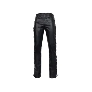 Men Side Laces  Leather Trouser