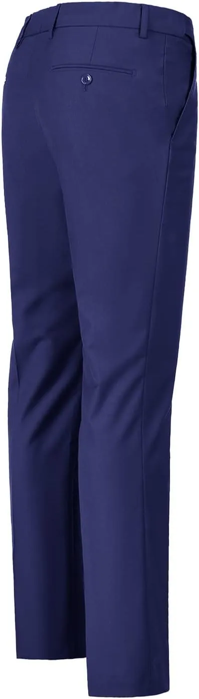 Men Suit Dress Pants Slim Fit Suit Black Groomsmen Wedding Pants Waist Flat Fit Expandable Classic Separate Pant