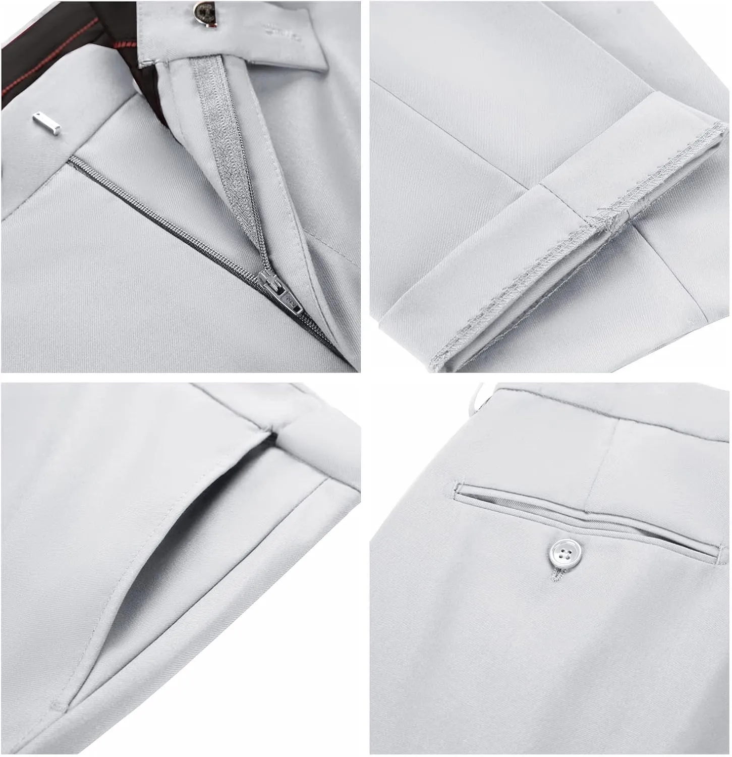 Men Suit Dress Pants Slim Fit Suit Black Groomsmen Wedding Pants Waist Flat Fit Expandable Classic Separate Pant