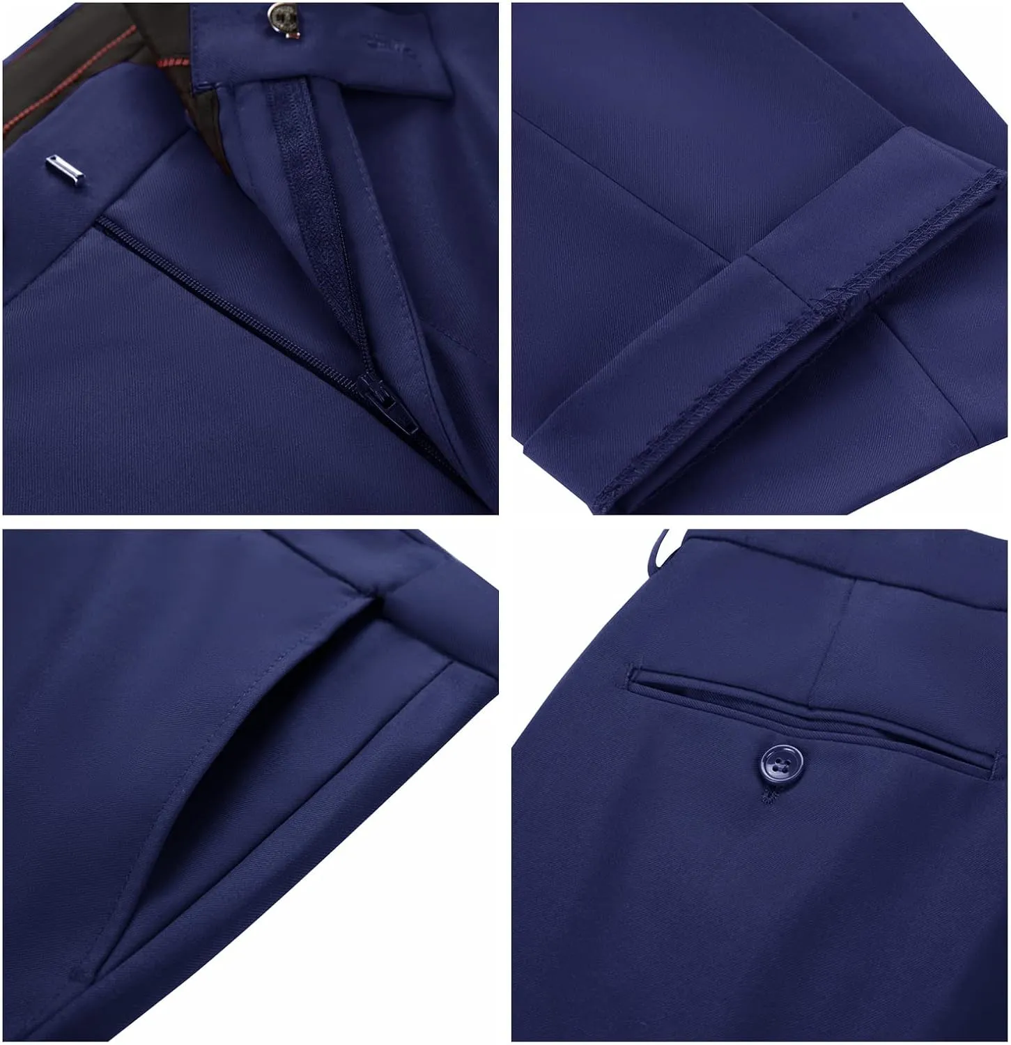 Men Suit Dress Pants Slim Fit Suit Black Groomsmen Wedding Pants Waist Flat Fit Expandable Classic Separate Pant