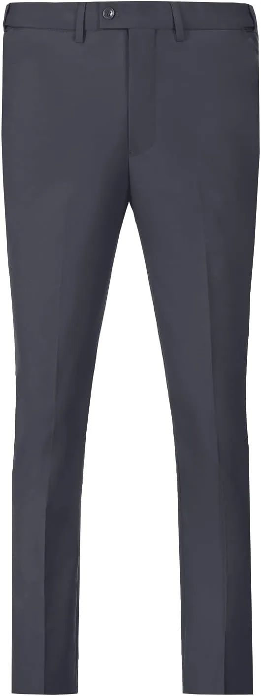 Men Suit Dress Pants Slim Fit Suit Black Groomsmen Wedding Pants Waist Flat Fit Expandable Classic Separate Pant