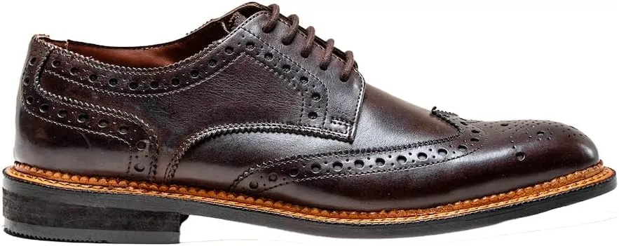 Mens Brogue Leather Tweed Mix Dress Shoes Wingtip Lace up Formal Wedding Footwear