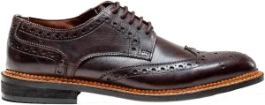 Mens Brogue Leather Tweed Mix Dress Shoes Wingtip Lace up Formal Wedding Footwear