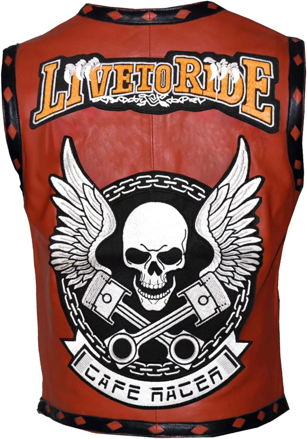 Mens Cafe Racer Halloween Leather Vest Cosplay Costume - Motorcycle Biker Leather Black Vest For Men