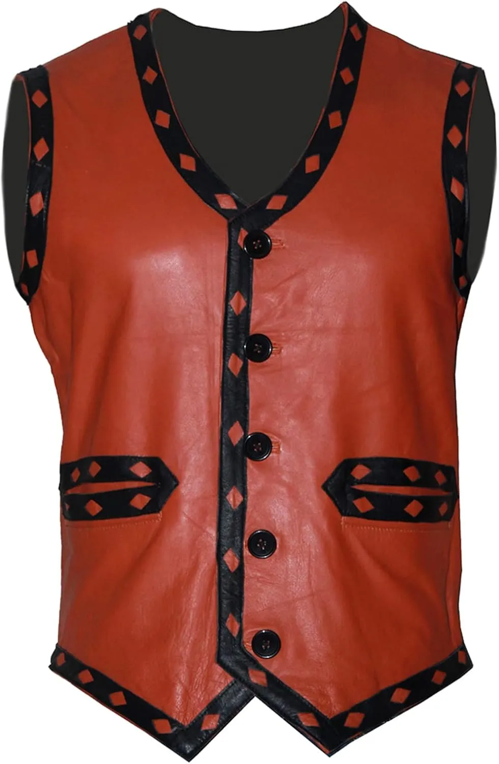 Mens Cafe Racer Halloween Leather Vest Cosplay Costume - Motorcycle Biker Leather Black Vest For Men