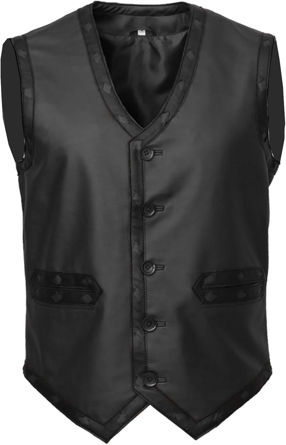 Mens Cafe Racer Halloween Leather Vest Cosplay Costume - Motorcycle Biker Leather Black Vest For Men