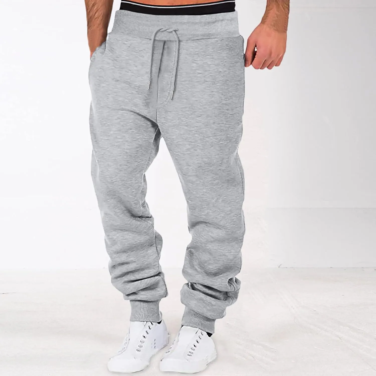 Mens Cargo Sweatpants Casual Jogging Sports Elastic with Pockets Men's Men's Pants Trousers with Zipper Pockets