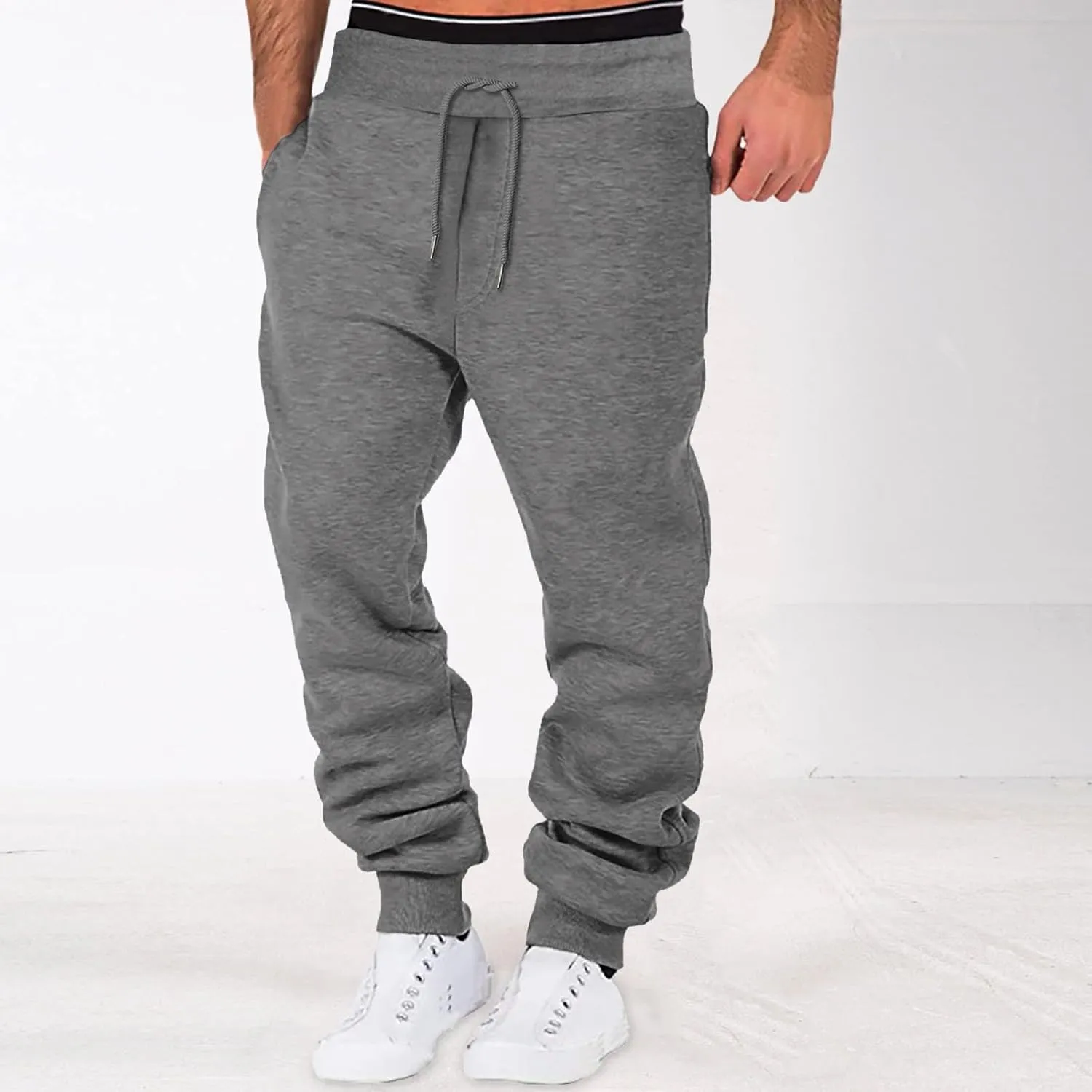 Mens Cargo Sweatpants Casual Jogging Sports Elastic with Pockets Men's Men's Pants Trousers with Zipper Pockets