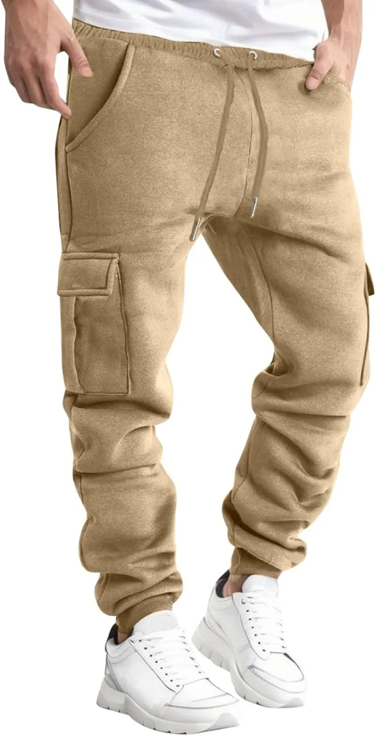 Mens Cargo Sweatpants Overalls Casual Pocket Sport Work Casual Trouser Pants Trousers Athletic Loose Fit