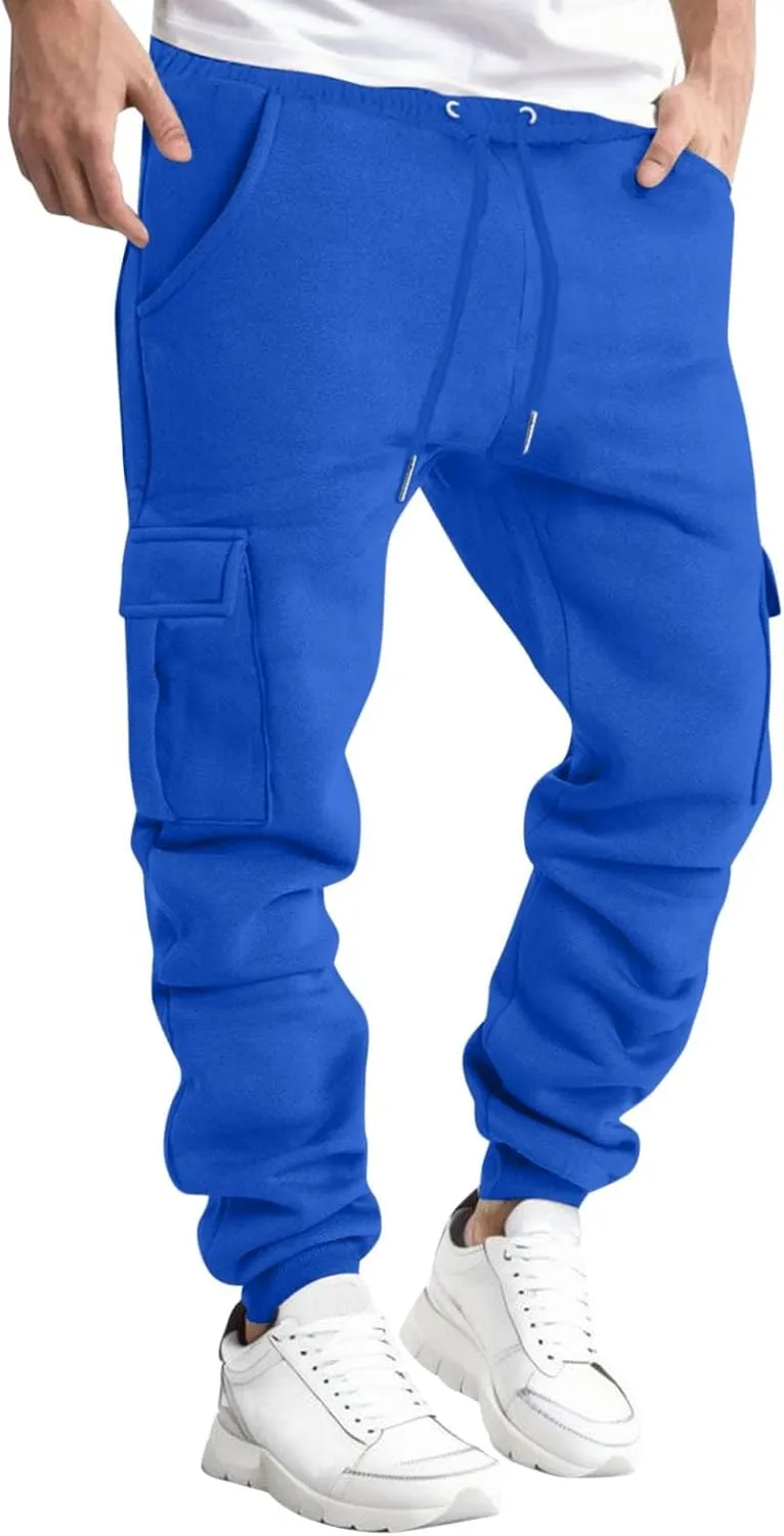 Mens Cargo Sweatpants Overalls Casual Pocket Sport Work Casual Trouser Pants Trousers Athletic Loose Fit