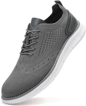 Men's Casual Dress Oxfords Shoes Breathable Knit Leisure Fashion Sneakers Lightweight Comfortable Walking Shoes