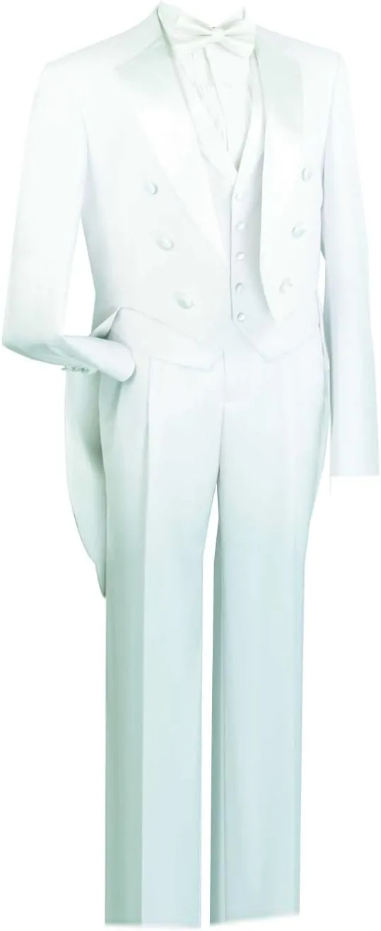 Men's Classic Fit Tuxedo with Tails & White Vest TT-2X (US, Numeric, 50, Regular, Regular, White)