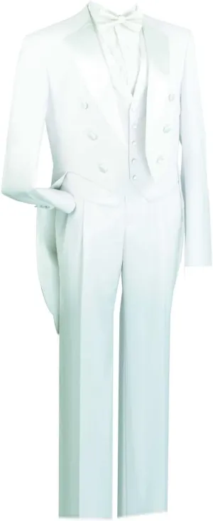 Men's Classic Fit Tuxedo with Tails & White Vest TT-2X (US, Numeric, 52, Regular, Regular, White)