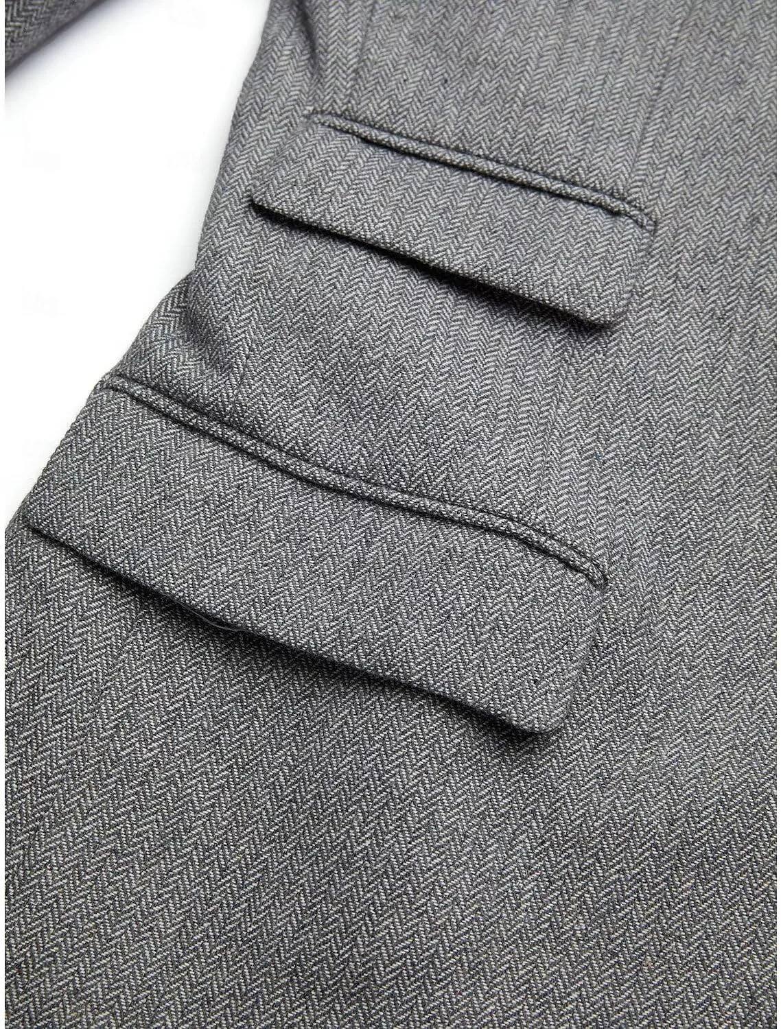 Mens Herringbone Tweed Blazer Two Pockets Wool Blend Sports Coats and Blazers for Prom Business