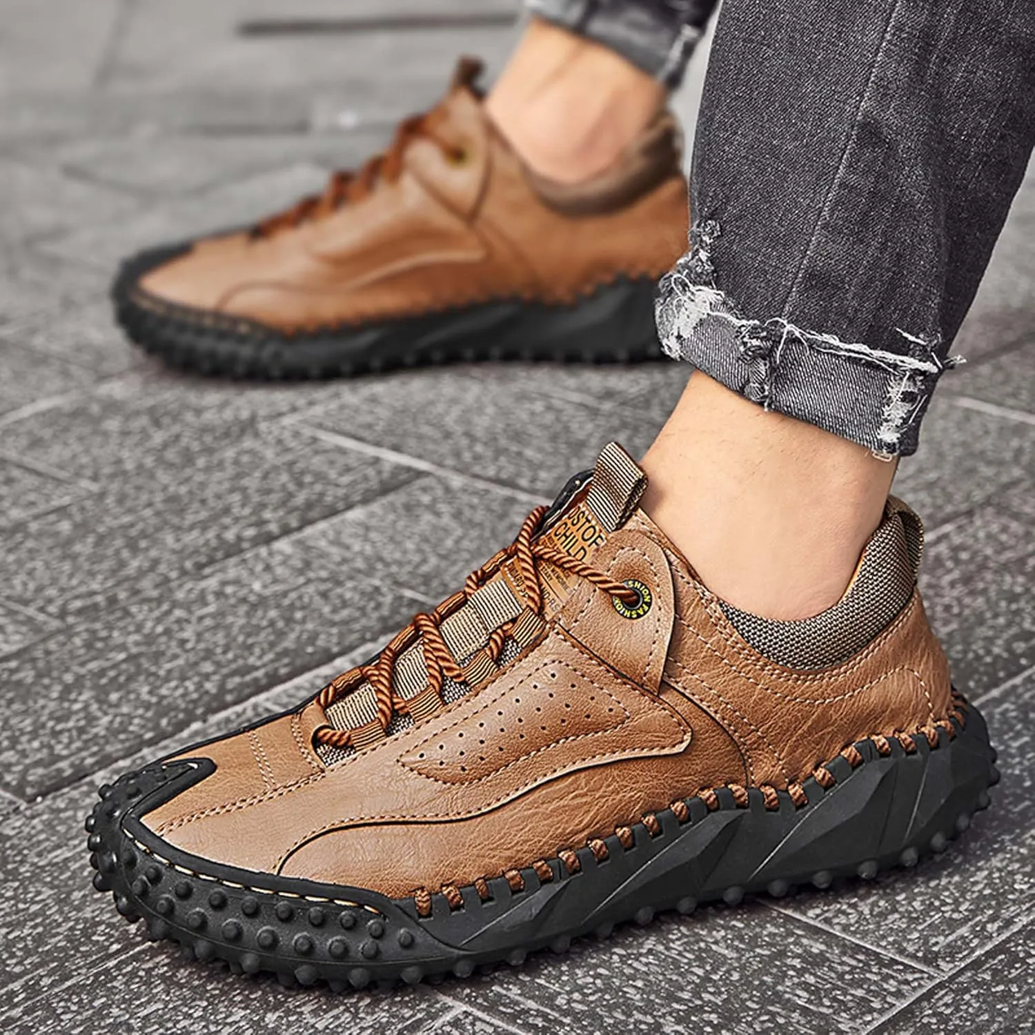 Men's Hiking Climbing Shoes Retro Thick Bottom Casual Walking Non-Slip Waterproof Outdoor Cross-Country Adventure Backpacking Travel Shoes
