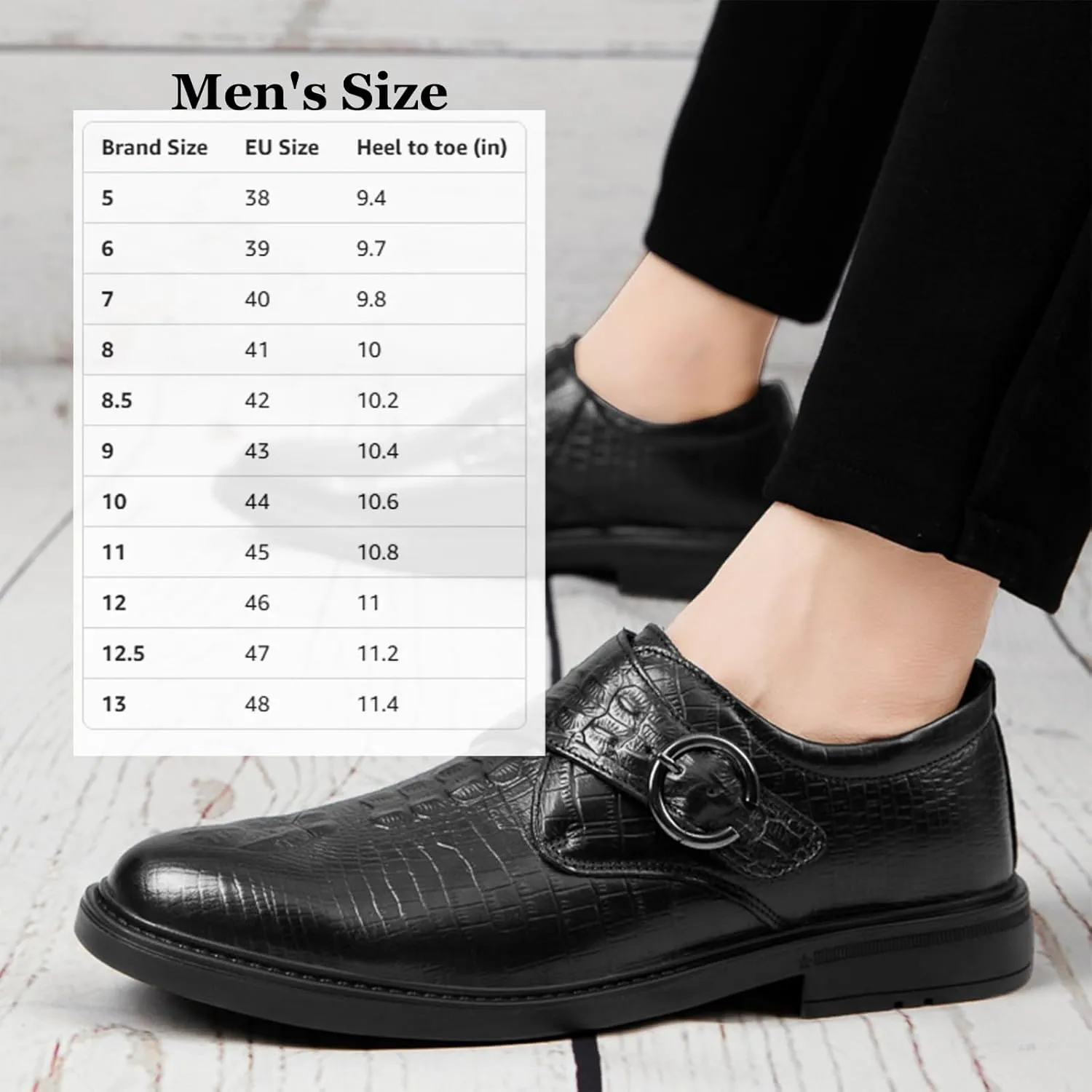 Men's Leather Monk Strap Dress Shoes Classic Wing Tip Comfort Slip On Tuxedo Oxfords Modern Formal Business Shoes