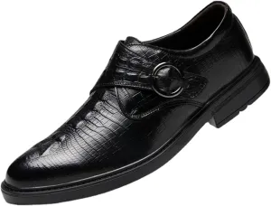 Men's Leather Monk Strap Dress Shoes Classic Wing Tip Comfort Slip On Tuxedo Oxfords Modern Formal Business Shoes