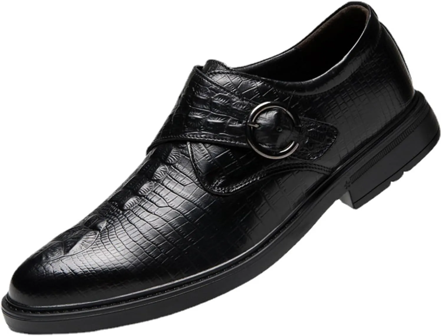Men's Leather Monk Strap Dress Shoes Classic Wing Tip Comfort Slip On Tuxedo Oxfords Modern Formal Business Shoes