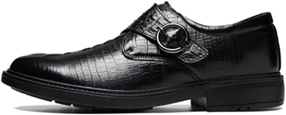 Men's Leather Monk Strap Dress Shoes Classic Wing Tip Comfort Slip On Tuxedo Oxfords Modern Formal Business Shoes