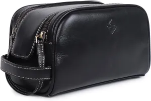 Mens Leather Toiletry Travel Bag, Shaving and Travel Kit for Men, Dopp Kit Men, Handcrafted Vintage, Toiletry Pouch With Waterproof Lining - BlackBiege