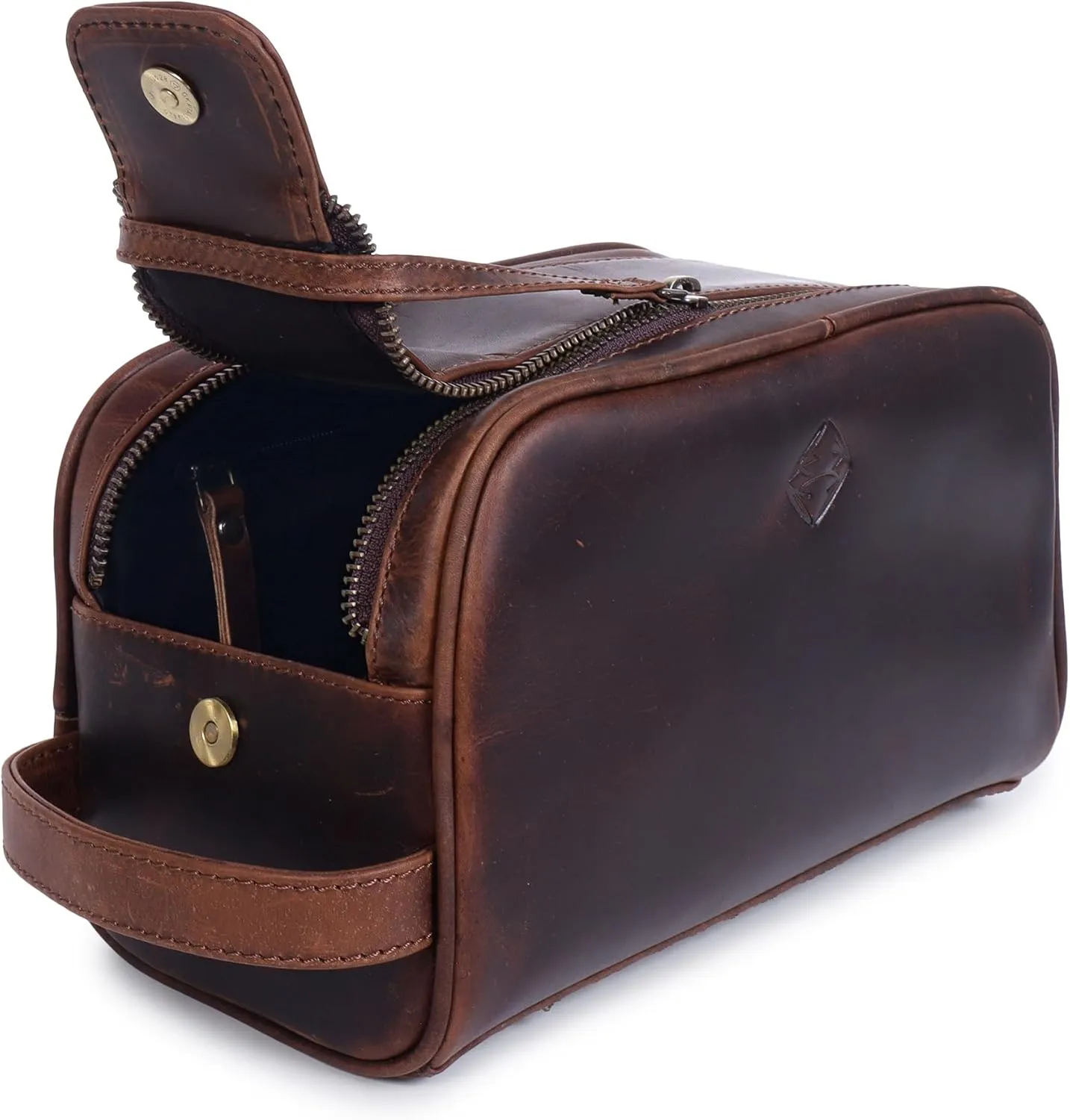 Mens Leather Toiletry Travel Bag, Shaving and Travel Kit for Men, Dopp Kit Men, Handcrafted Vintage, Toiletry Pouch With Waterproof Lining - Dark Brown