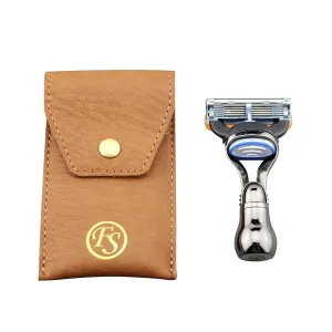 Men's Mini Handle Portable Travel Shaving Razor Wallet With Travel Case