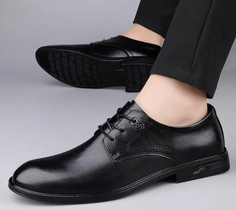 Men's Oxford Shoes Classic Lace Up Formal Tuxedo Derby Shoes Fashion Leather Low Heels Dress Shoes for Men(7)