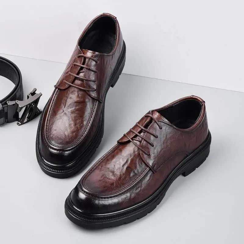 Men's Shiny Patent Leather Dress Shoes Platform Oxford Shoes for Weddings, Parties, Work, Church, Professionals