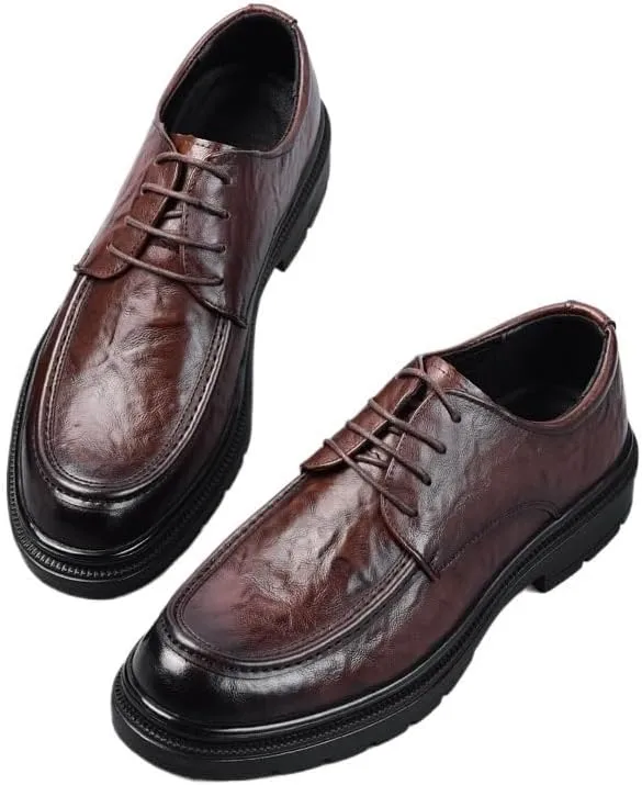 Men's Shiny Patent Leather Dress Shoes Platform Oxford Shoes for Weddings, Parties, Work, Church, Professionals