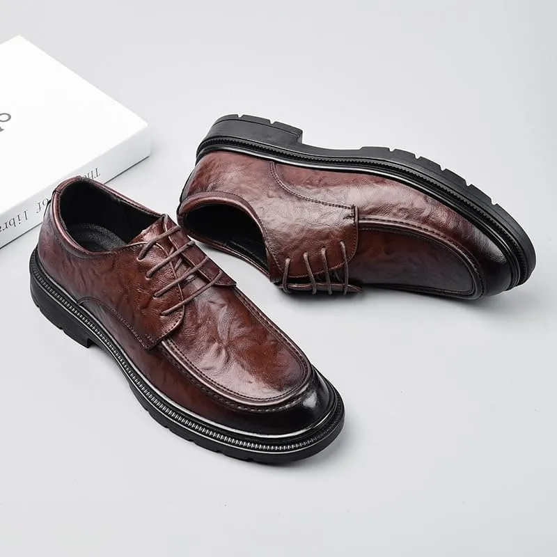 Men's Shiny Patent Leather Dress Shoes Platform Oxford Shoes for Weddings, Parties, Work, Church, Professionals