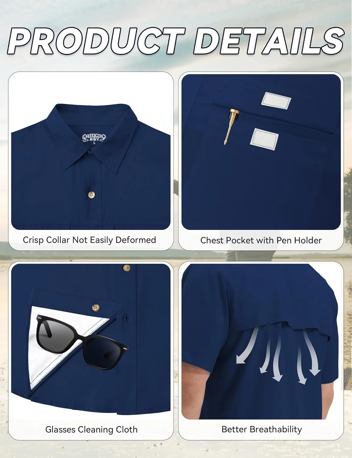 Mens Short Sleeve Sun UV Protection Shirt Cooling Quick Dry Fishing Shirts for Travel Outdoor Camping Hiking UPF 50 