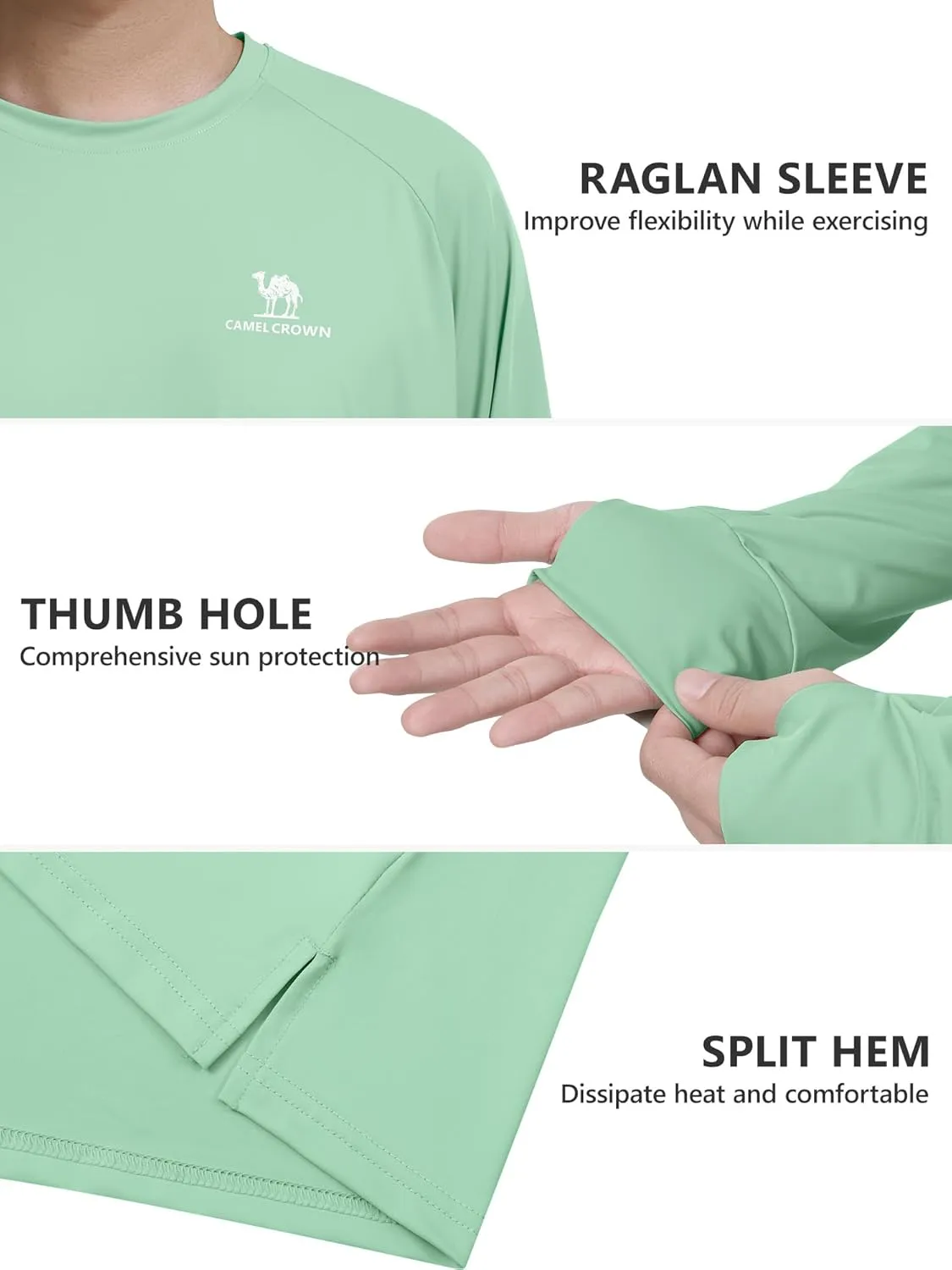Mens Sun Protection Shirts UV SPF UPF 50  Long Sleeve Rash Guard Fishing Running Swim T-Shirt Quick-Dry Lightweight