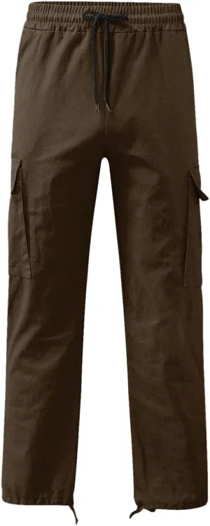 Mens Sweatpants Lace up Track Cuff Solid Color Casual Workout Pants with Pocket Cargo Pants Trousers