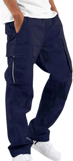 Mens Sweatpants Pants Solid Color Track Cuff Lace up Workout Pants with Pocket Trousers with Zipper Pockets