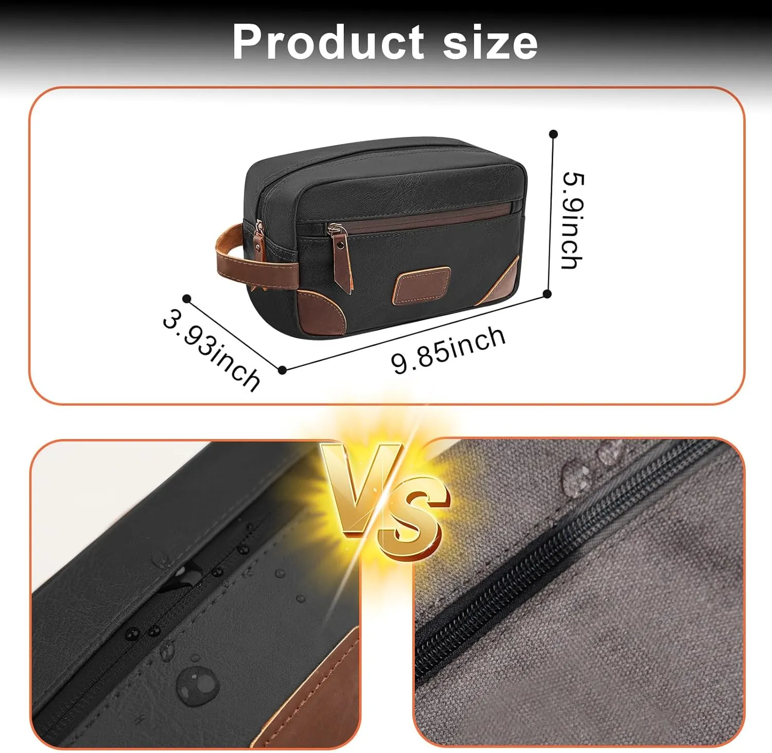 Men's Travel Toiletry Bag - Large Waterproof Organizer, 2 Zippered Pockets for Shaving/Cosmetic,Portable Bathroom Bag for Travel/Gym/Business Trips