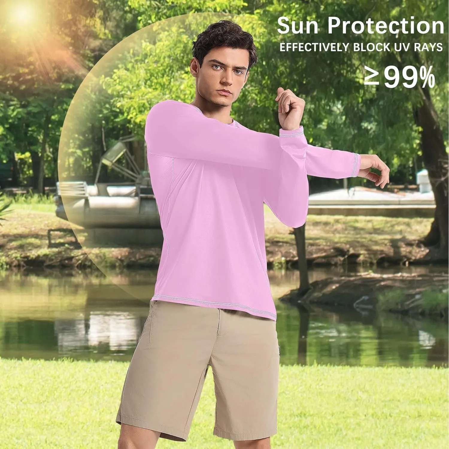 Mens Uv Protection Shirts Olive Cooling Mens Long Sleeve Beach Shirts Small