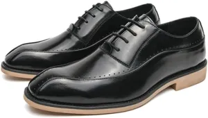 Men's Wing-tip Lace-up Formal Oxfords Luxury Wedding Party Tuxedo Shoes Men's Lightweight Comfy Leather Shoes