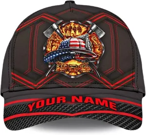 Men's Women's Firefighter Trucker Caps Personalize Firefighter Mesh Baseball Hat with Firefighter Badge Flaming Image On It for Grandfather Father Husband Brother Multicolor